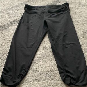Calvin Klein Black Capri Leggings with Ruched Hem